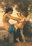 Gemaelde Reproduktion von Adolphe-William Bouguereau Junge Mädchen verteidigen sich gegen Eros
