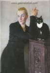 Gemaelde Reproduktion von Conrad Felixmuller Frau mit Katze