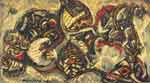 Gemaelde Reproduktion von Jackson Pollock Zusammensetzung mit maskierten Formen
