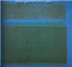 Gemaelde Reproduktion von Mark Rothko Grüner schwarzer Ton auf blau