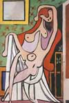 Gemaelde Reproduktion von Pablo Picasso Groß nackt in Red Sessel