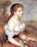Gemaelde Reproduktion von Pierre August Renoir Junge Mädchen mit Gänseblümchen