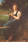 Adolphe-William Bouguereau The Knitting Girl reproduccione de cuadro