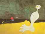 Joan Miro Persona lanzando una piedra a un pájaro reproduccione de cuadro