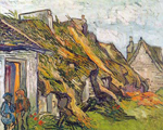 Vincent Van Gogh Cottages de paja en Chaponval - Pintura de Impasto grueso reproduccione de cuadro