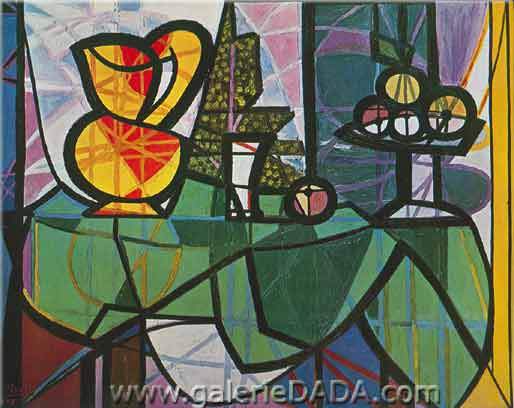 Pablo Picasso Un pichet et un bol de fruits reproduction-de-tableau