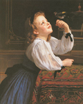 Adolphe-William Bouguereau L'oiseau de compagnie reproduction de tableau