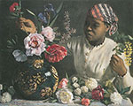 Frederic Bazille Femme africaine avec pivoines reproduction de tableau