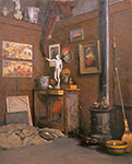 Gustave Caillebotte Intérieur d'un studio avec un poêle reproduction de tableau