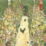 Gustave Klimt Le chemin du jardin avec les poulets reproduction de tableau