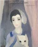 Marie Laurencin Fille avec un chien blanc reproduction de tableau