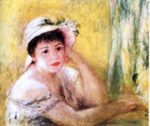 Pierre August Renoir Femme avec un chapeau de paille reproduction de tableau