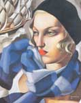 Tamara de Lempicka L'écharpe bleue reproduction de tableau