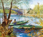 Vincent Van Gogh La pêche au printemps (Thick Impasto Paint) reproduction de tableau