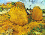 Vincent Van Gogh Meules de foin en Provence (Thick Impasto Paint) reproduction de tableau