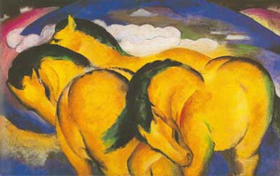 Franz Marc,  The Little Yellow Horses Fine Art Reproduction Oil Painting