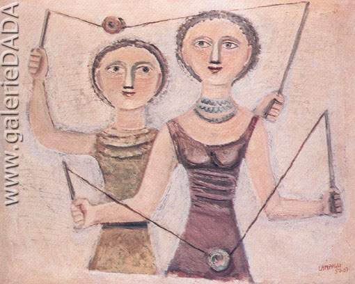 Massimo Campigli,  A Game Fine Art Reproduction Oil Painting