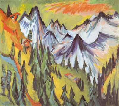 Ernst Ludwig Kirchner, Mountain Peaks Fine Art Reproduction Oil Painting