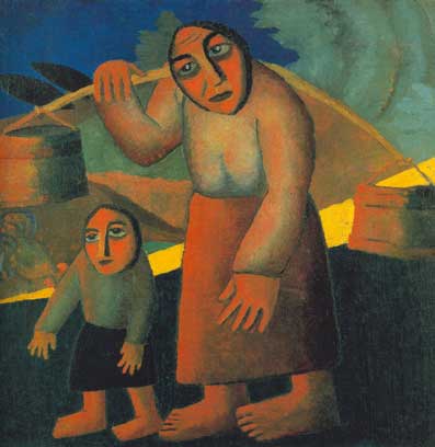 Kasimar Malevich,  Peasant Woman with Buckets and a Child Fine Art Reproduction Oil Painting