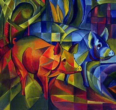 Franz Marc,  Piggies Fine Art Reproduction Oil Painting