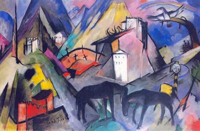 Franz Marc,  The Unfortunate Land of Tirol Fine Art Reproduction Oil Painting