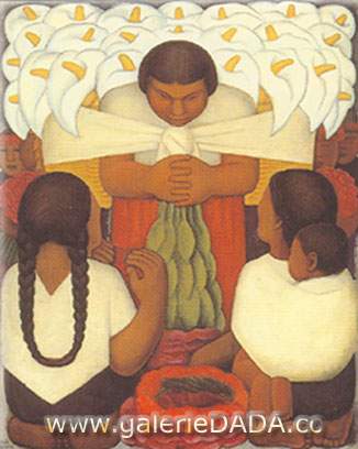 Diego Rivera,  Flower Day Fine Art Reproduction Oil Painting
