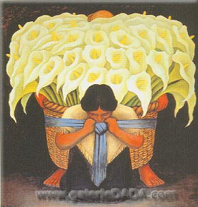 Diego Rivera,  Flower Seller Fine Art Reproduction Oil Painting