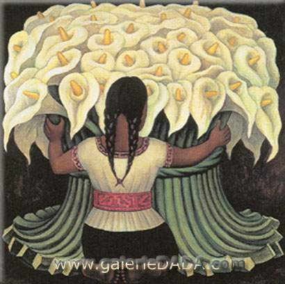 Diego Rivera,  Flower Seller Fine Art Reproduction Oil Painting
