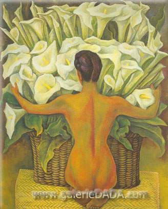 Diego Rivera,  Nude with Calla Lilies Fine Art Reproduction Oil Painting