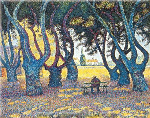 Paul Signac,  Plane Trees Place des Lices Saint Tropez Fine Art Reproduction Oil Painting