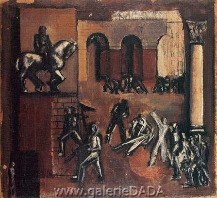 Mario Sironi,  Equestrian Statue Fine Art Reproduction Oil Painting