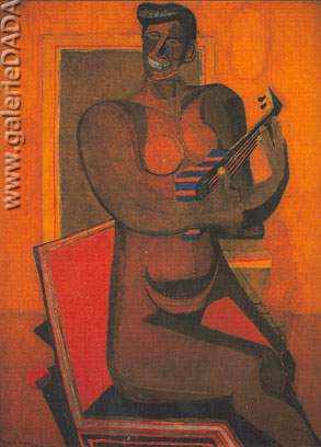 Rufino Tamayo,  Woman with Guitar Fine Art Reproduction Oil Painting