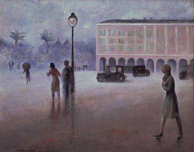 Guy Pene du Bois,  Place Massena Fine Art Reproduction Oil Painting