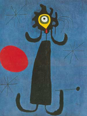 Joan Miro, Women and Birds at Sunrise Fine Art Reproduction Oil Painting