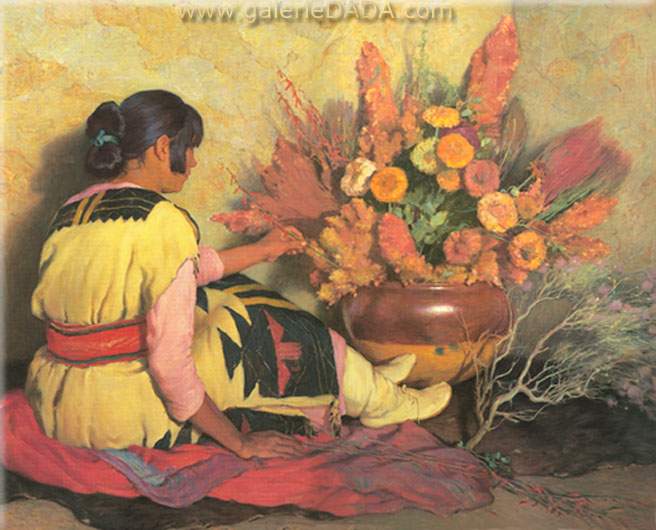 Joseph Henry Sharp, Indian Encampment Fine Art Reproduction Oil Painting