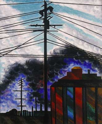 Telegraph Poles with Buildings