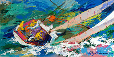 Leroy Neiman, Yawl Sailing Fine Art Reproduction Oil Painting