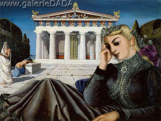 Paul Delvaux, The Acropolis Fine Art Reproduction Oil Painting