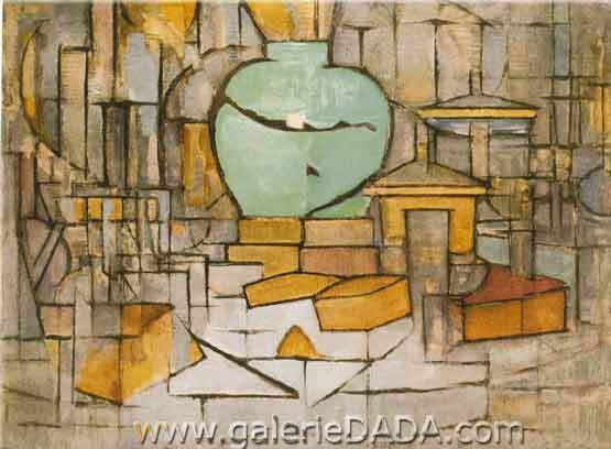 Piet Mondrian, Still Life with Gingerpot II Fine Art Reproduction Oil Painting