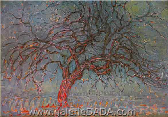 Piet Mondrian, The Red Tree Fine Art Reproduction Oil Painting