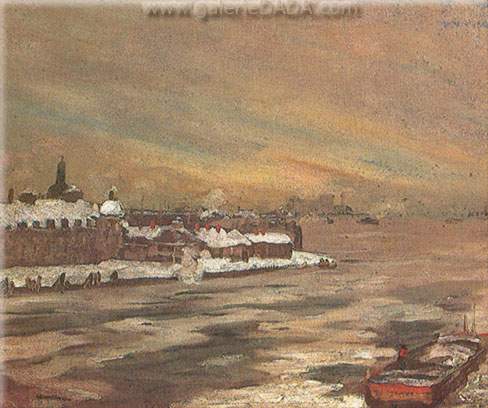 Robert Henri, Hudson River Dock Fine Art Reproduction Oil Painting