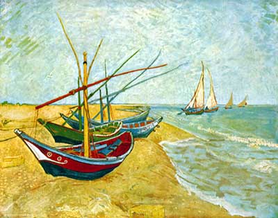 Vincent Van Gogh, Fishing Boats on the Beach at Saintes-Maries Fine Art Reproduction Oil Painting