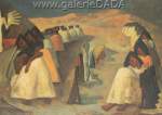 Angel Botello, Landscape with Figures Fine Art Reproduction Oil Painting