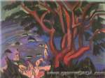 Ernst Ludwig Kirchener, Red Tree on a Shore Fine Art Reproduction Oil Painting