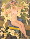 Diego Rivera, Nude with Flowers Fine Art Reproduction Oil Painting