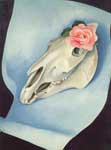 Georgia OKeeffe, Horses Skull with Pink Rose Fine Art Reproduction Oil Painting