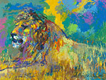 Leroy Neiman, Resting Lion Fine Art Reproduction Oil Painting