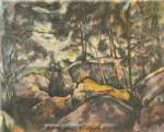 Paul Cezanne, Rocks at Fontainebleau Fine Art Reproduction Oil Painting