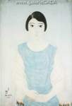 Tsuguharu Foujita, Portrait of a Young Girl in a Blue Dress Fine Art Reproduction Oil Painting