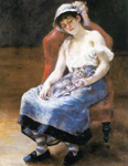 Riproduzione quadri di Pierre August Renoir Giovane ragazza con una cat